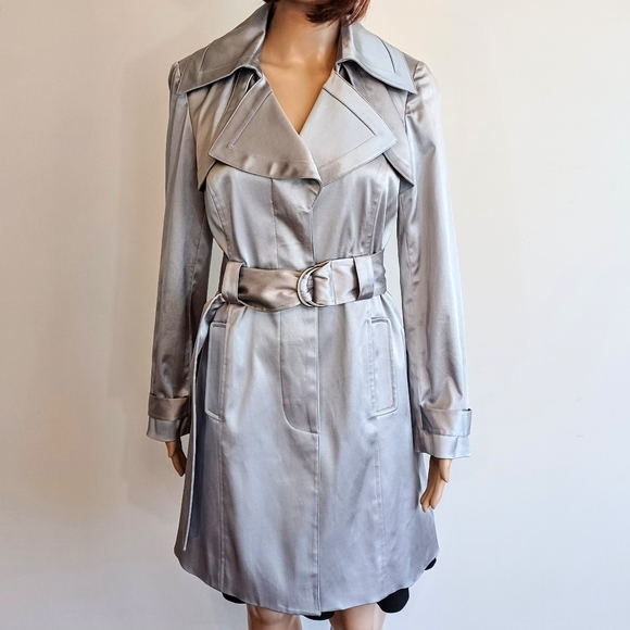 INC International Concepts Jackets & Blazers - INC International Concepts Silver Trench Coat